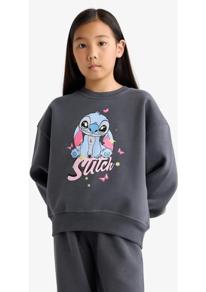 Kız Çocuk Disney Lilo & Stitch 2'li Takım Sweatshirt Eşofman Altı