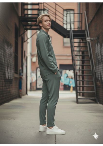 Unısex Gömlek Yaka Içi Pamuklu Cepli Regular Beli Lastikli 2'li Takım