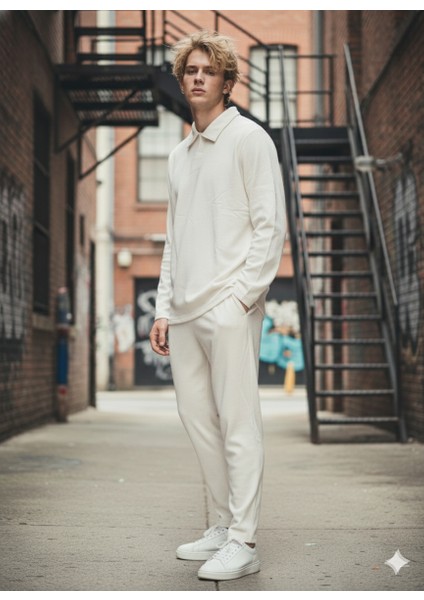 Unısex Gömlek Yaka Içi Pamuklu Cepli Regular Beli Lastikli 2'li Takım