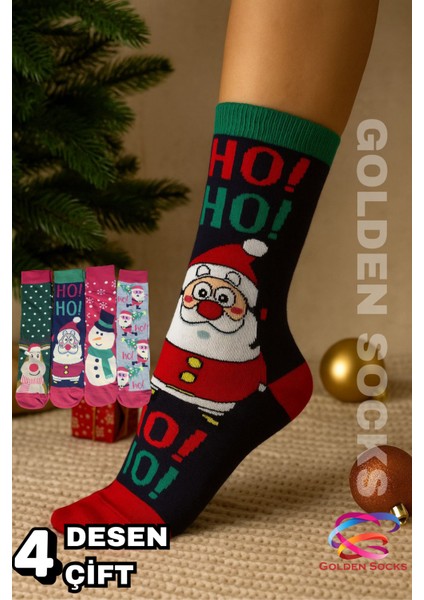 4 Çift Unisex Yılbaşı Çorabı, Noel Renkli Soket Çorap fiyatları