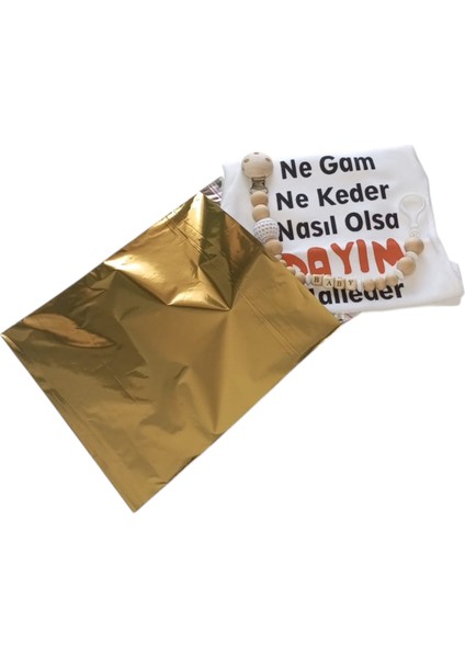 Hoşgeldin Bebek, Yenidoğan Ünisex Bebek, Dayım Halleder Baskılı Badi ve Isimli Emzik Askısı Hediye Seti fırsatları