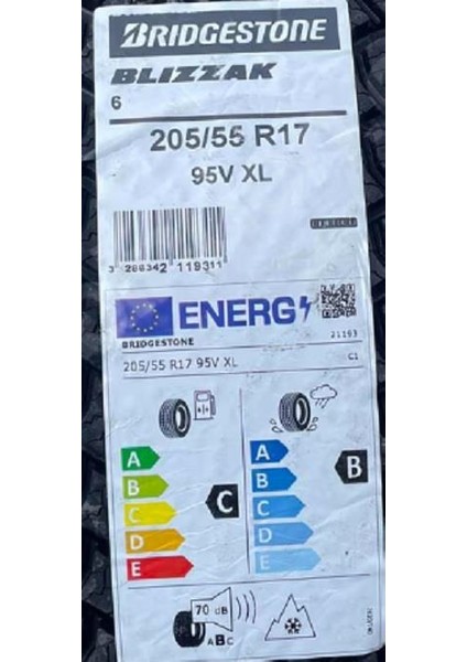 205/55 R17 95V Xl Blizzak 6 Binek Oto Kış Lastiği ( Üretim Yılı: 2025 ) fiyatları