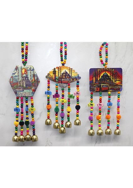 Istanbul Temalı Renkli Boncuklu Asmalı Rüzgar Çanı