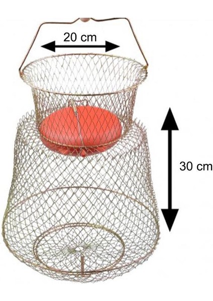 Şamandıralı Tel Livar Balık Sepeti 12MM Göz 20X30CM fiyatları