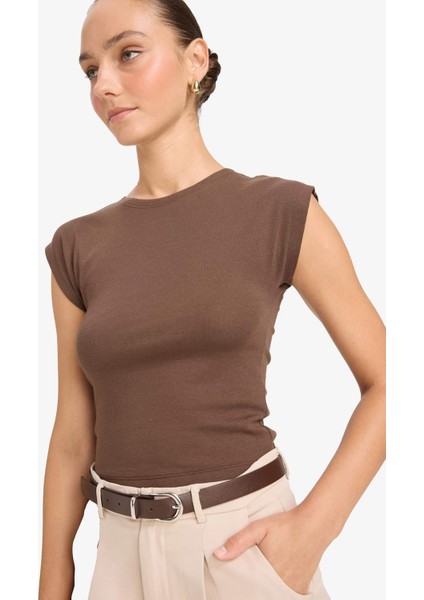 Slim Fit Dar Kesim Bisiklet Yaka Basic Düz Modal Kısa Kollu Tişört F0685AX25AU