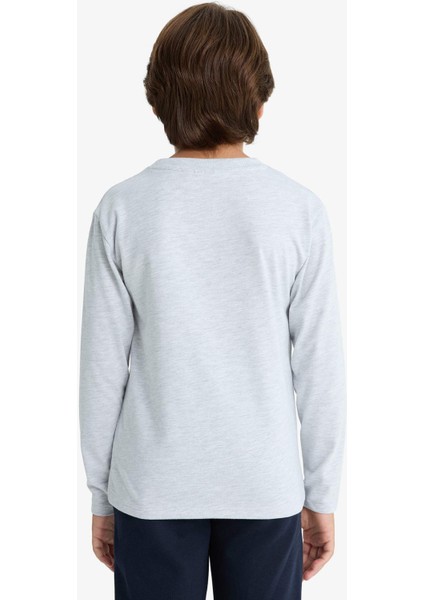 Erkek Çocuk Superman Bisiklet Yaka Uzun Kollu Tişört