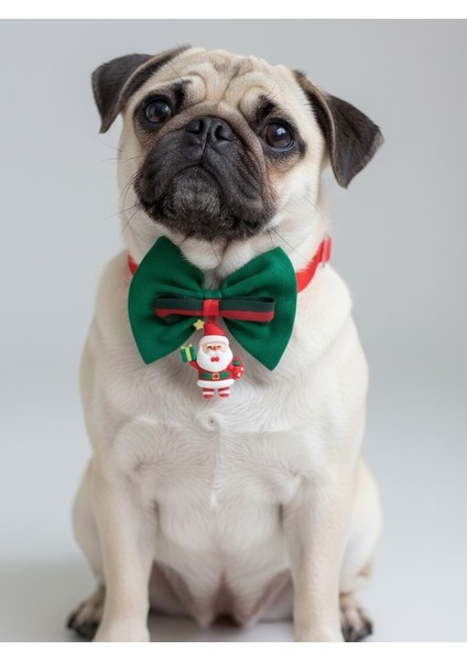 Noel Baba Küçük Irk Köpek Papyon Tasması | Kırmızı Fiyonk Boyun Aksesuarı | Noel Temalı Köpek Süsü fırsatları