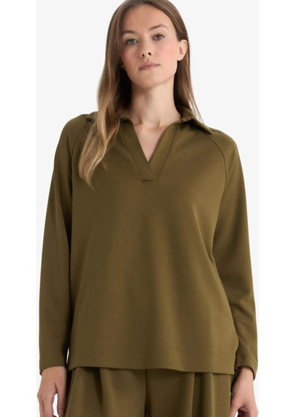 Regular Fit Kayık Yaka Uzun Kollu Tunik