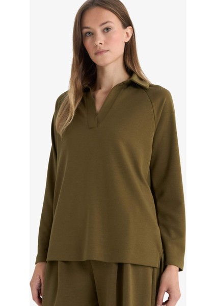 Regular Fit Kayık Yaka Uzun Kollu Tunik