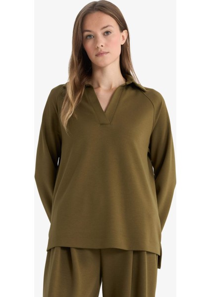 Regular Fit Kayık Yaka Uzun Kollu Tunik