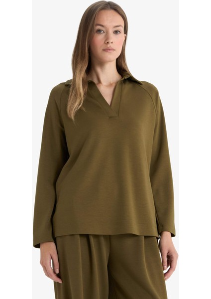 Regular Fit Kayık Yaka Uzun Kollu Tunik