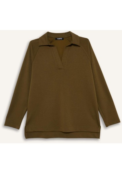 Regular Fit Kayık Yaka Uzun Kollu Tunik