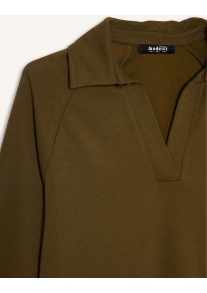 Regular Fit Kayık Yaka Uzun Kollu Tunik