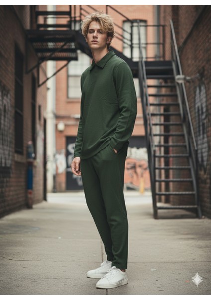 Unısex Gömlek Yaka Içi Pamuklu Cepli Regular Beli Lastikli 2'li Takım