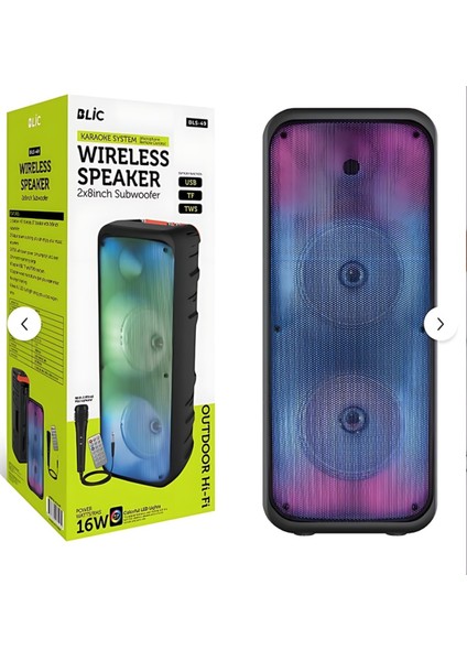 Bls-49 16W Rgb Bluetooth Mikrofonlu Kumandalı Kareoke Haporlör Kablosuz Wirelees Hoparlör modelleri