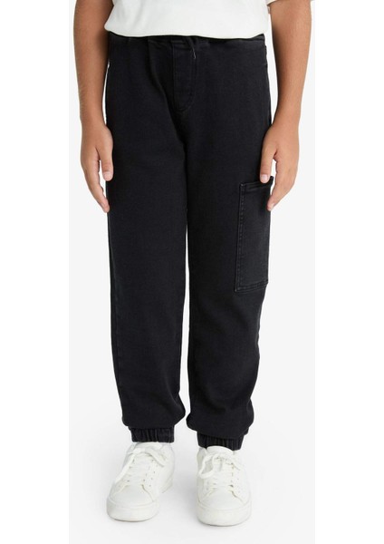 Erkek Çocuk Kargo Jogger Esnek Bantlı Paça Jean Pantolon G1653A825AU