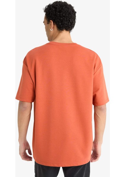 Oversize Geniş Kalıp Bisiklet Yaka Kısa Kollu Tişört G1702AX25AU