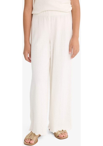 Kız Çocuk 2'li Takım Brode Kolsuz Bluz Geniş Paça Pantolon G1824A825AU