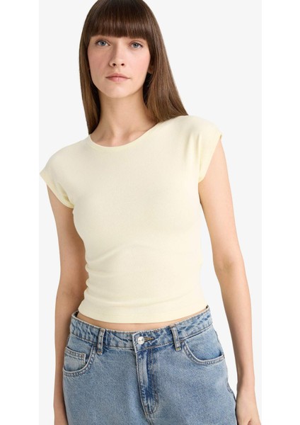 Slim Fit Dar Kesim Bisiklet Yaka Basic Düz Modal Kısa Kollu Tişört F0685AX25AU