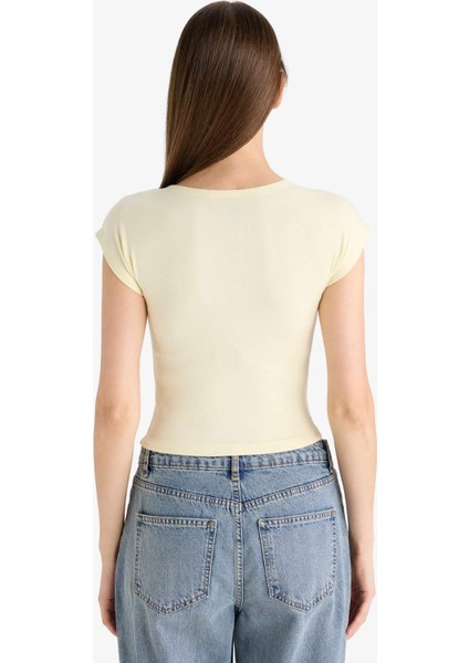 Slim Fit Dar Kesim Bisiklet Yaka Basic Düz Modal Kısa Kollu Tişört F0685AX25AU