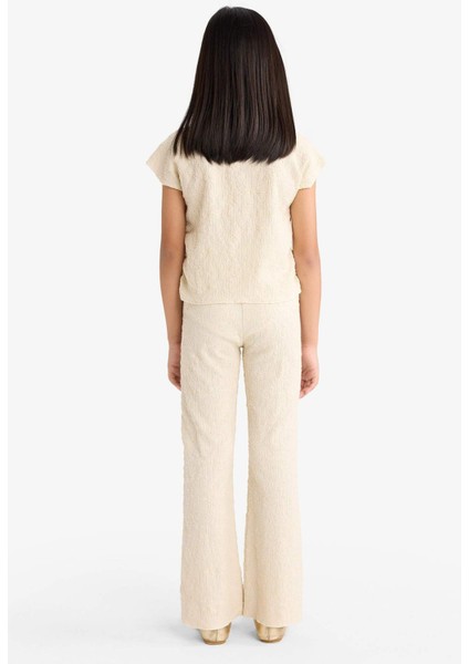 Kız Çocuk 2'li Takım Brode Kısa Kollu Tişört Pantolon G1639A825AU