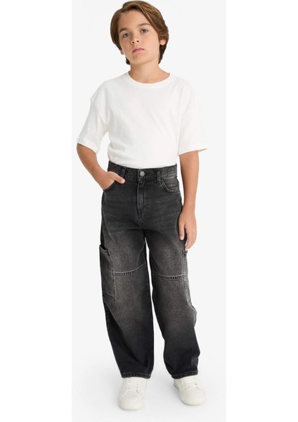 Erkek Çocuk Barrel Fit Düz Paça Jean Pantolon G1649A825AU