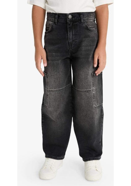 Erkek Çocuk Barrel Fit Düz Paça Jean Pantolon G1649A825AU