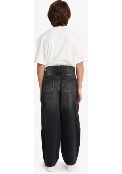 Erkek Çocuk Barrel Fit Düz Paça Jean Pantolon G1649A825AU