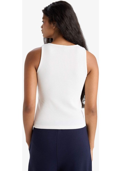 Slim Fit Dar Kesim Bisiklet Yaka Fitilli Kaşkorse Atlet A3422AX25AU