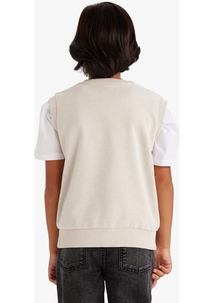 Erkek Çocuk V Yaka Yıkamalı Süveter