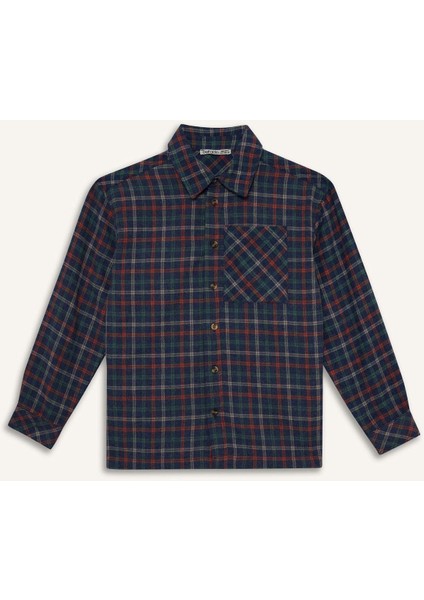 Erkek Çocuk Overshirt Fit Polo Yaka Kareli Uzun Kollu Gömlek G1967A825AU