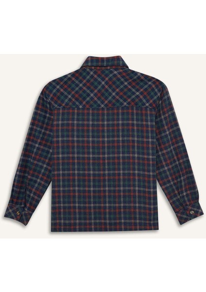 Erkek Çocuk Overshirt Fit Polo Yaka Kareli Uzun Kollu Gömlek G1967A825AU