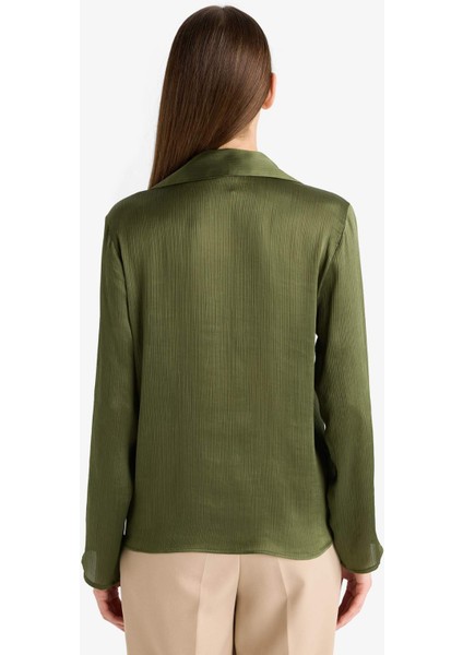 Regular Fit Saten Uzun Kollu Gömlek G1924AX25AU