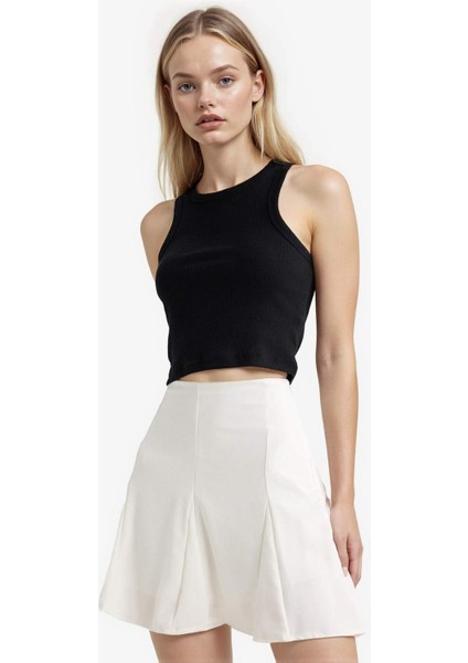 A Kesim Normal Bel Penye Astar Krep Mini Etek G1975AX25AU