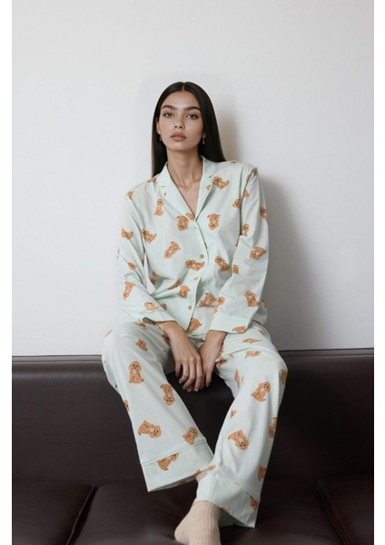 Pijama Takımı Regular Fit Köpek Desenli Uzun Kollu Üst Uzun Alt G1352AX25AU