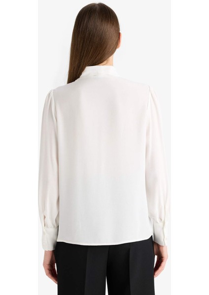 Regular Fit Fiyonk Yaka Maroken Uzun Kollu Gömlek