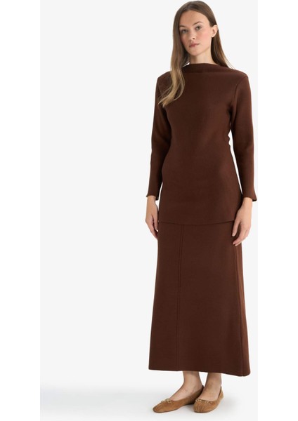 Kayık Yaka Uzun Kollu Triko Tunik