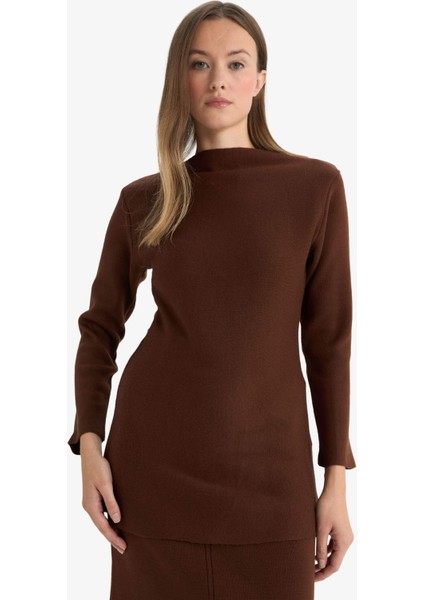 Kayık Yaka Uzun Kollu Triko Tunik