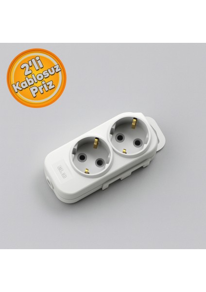 Kablosuz 2'li Grup Priz Asmalı Çoklu Grup Priz Klemensli