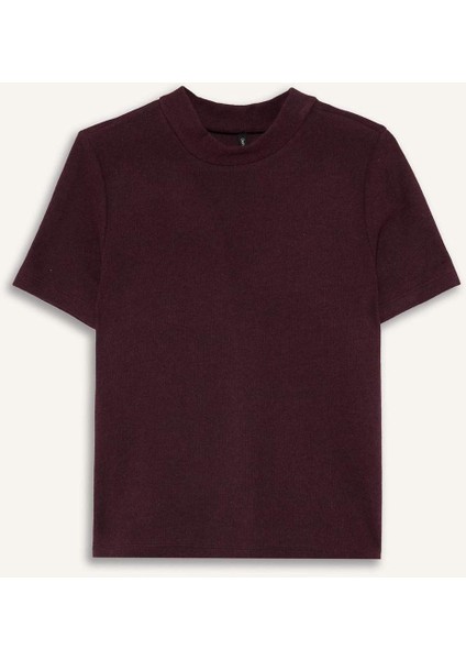 Slim Fit Dar Kesim Yarım Balıkçı Yaka Kısa Kollu Tişört D9758AX25WN