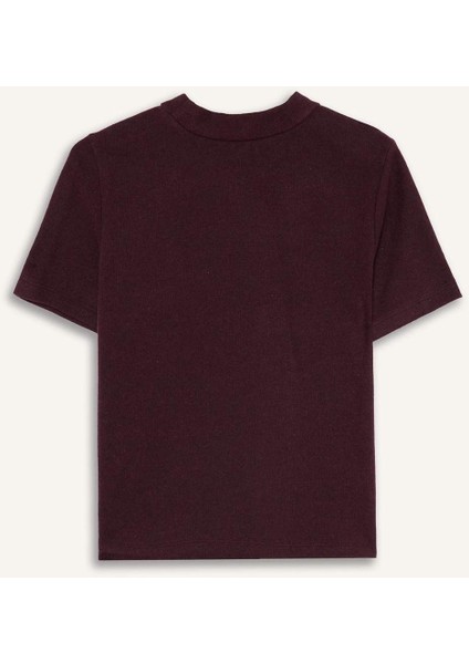 Slim Fit Dar Kesim Yarım Balıkçı Yaka Kısa Kollu Tişört D9758AX25WN