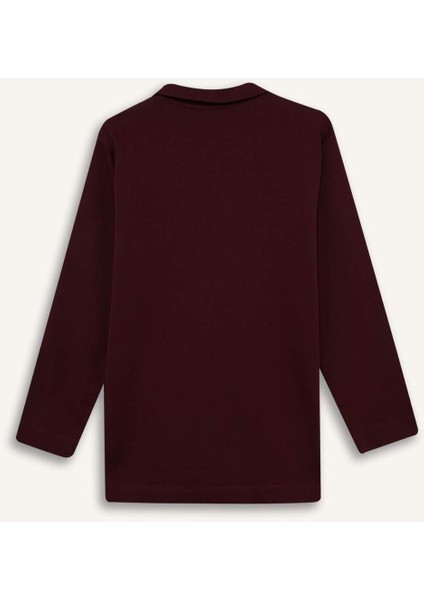 Regular Fit Polo Yaka Nakışlı Yarım Fermuarlı Sweatshirt Tunik