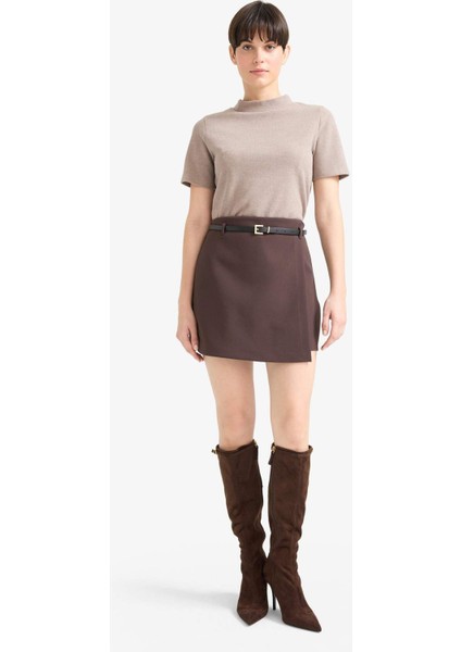 Slim Fit Dar Kesim Yarım Balıkçı Yaka Kısa Kollu Tişört D9758AX25WN