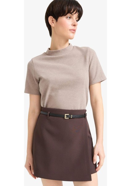 Slim Fit Dar Kesim Yarım Balıkçı Yaka Kısa Kollu Tişört D9758AX25WN