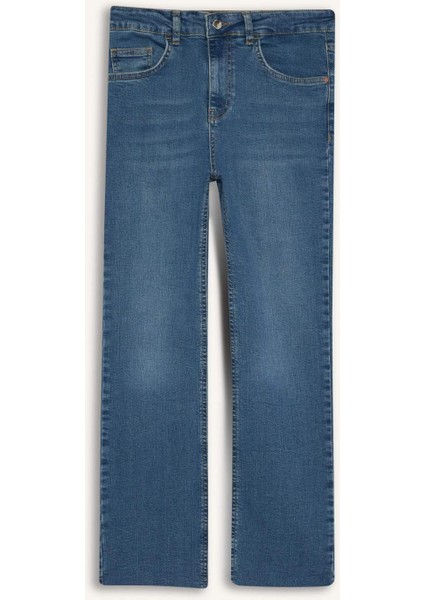 Crop Flare Fit Düşük Bel Bilek Boy Jean Yıkamalı Pantolon G2217AX25WN