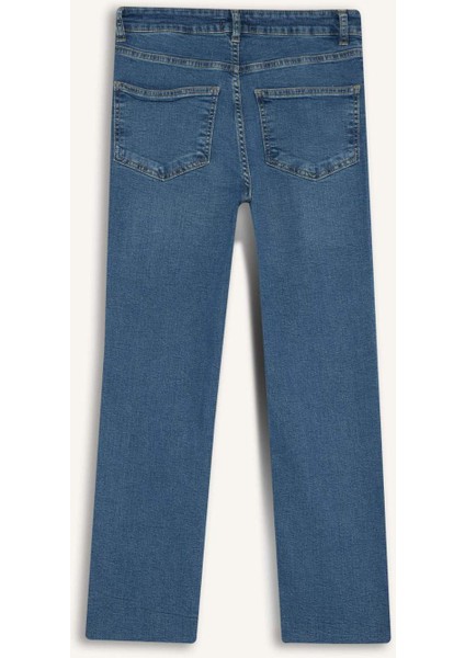 Crop Flare Fit Düşük Bel Bilek Boy Jean Yıkamalı Pantolon G2217AX25WN