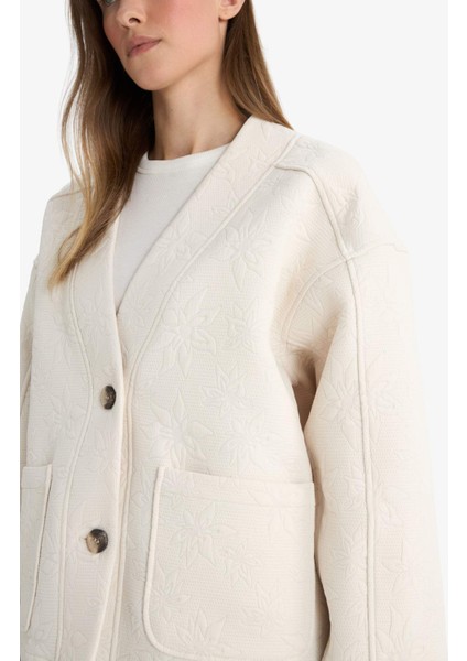 Regular Fit V Yaka Düğmeli Dokuma Ceket G2521AX25AU