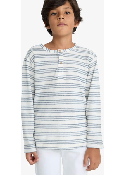 Erkek Çocuk Bisiklet Yaka Çizgili Sweatshirt G2556A825AU