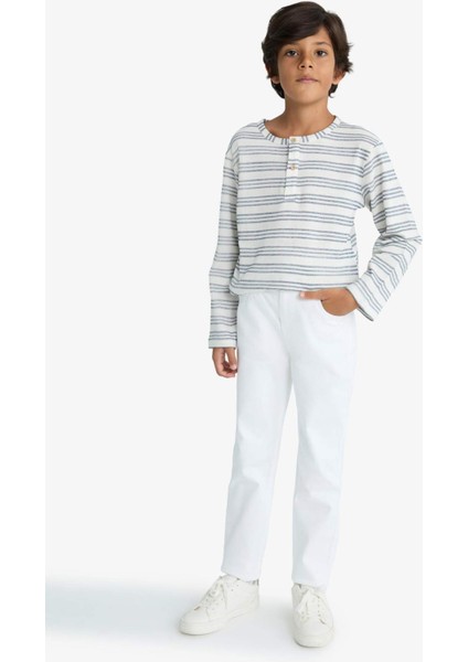 Erkek Çocuk Bisiklet Yaka Çizgili Sweatshirt G2556A825AU