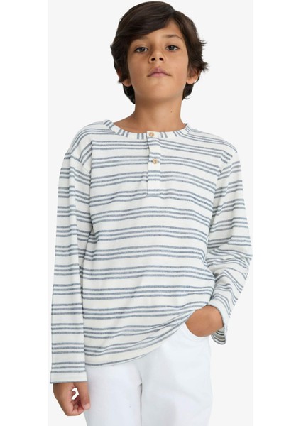 Erkek Çocuk Bisiklet Yaka Çizgili Sweatshirt G2556A825AU